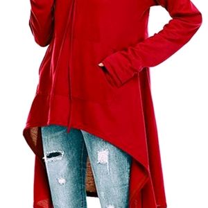 Hooded high low swing pullover